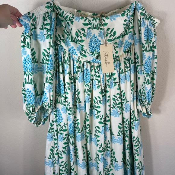 Anthropologie Let Me Be Long Sleeve Printed Midi Dress Blue Floral Size S Petite - Picture 10 of 15
